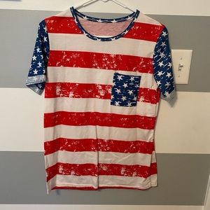 Red, White, and Blue American Flag Shirt/ Offers